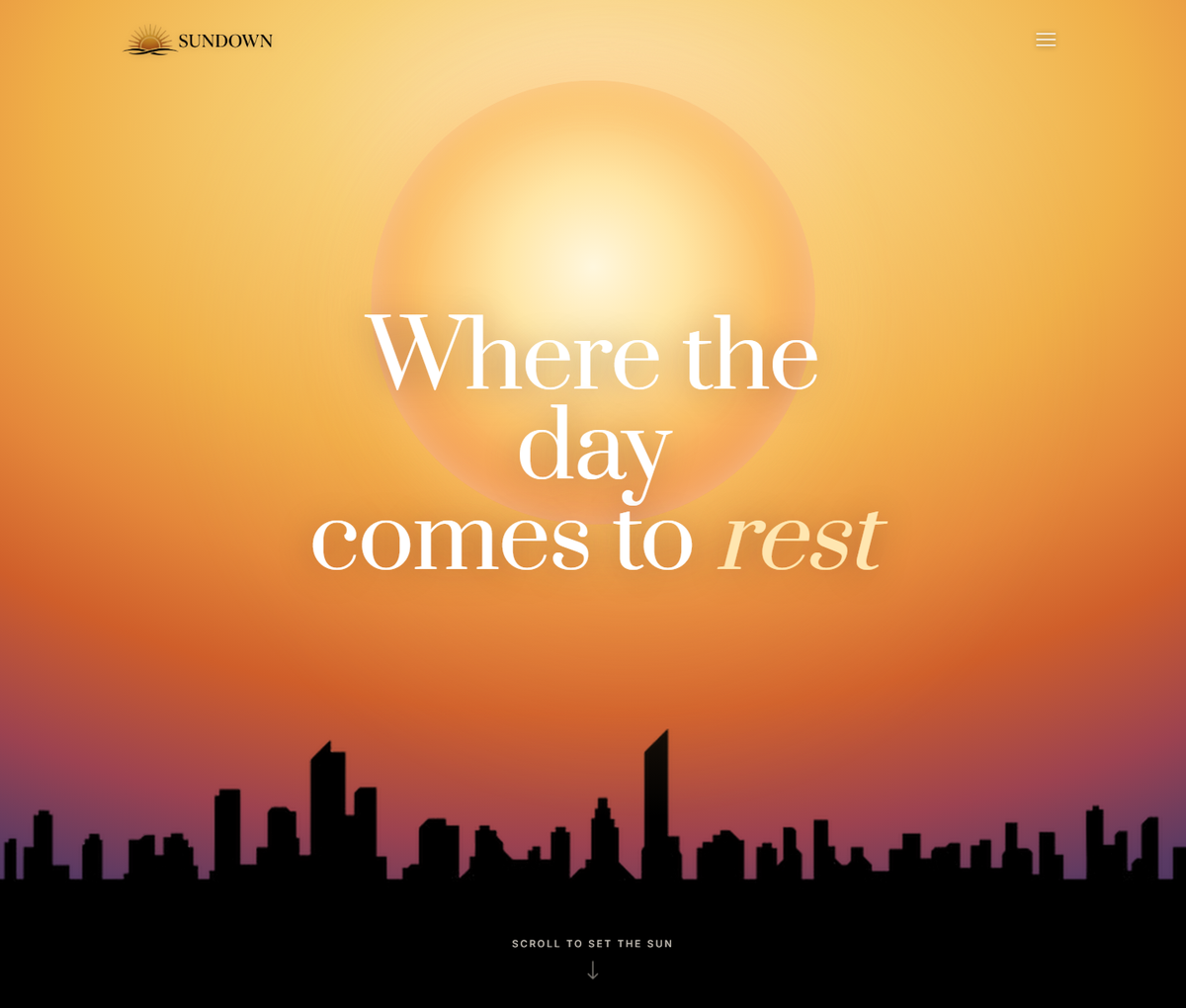 Sundown rooftop bar website front page
